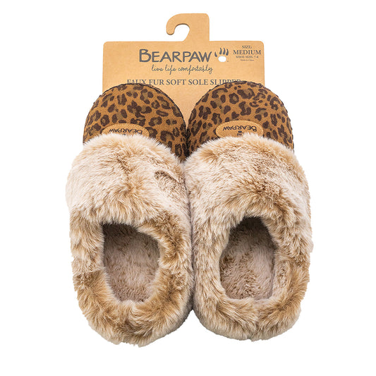 WOMENS SOFT SOLE SLIPPER LEOPARD