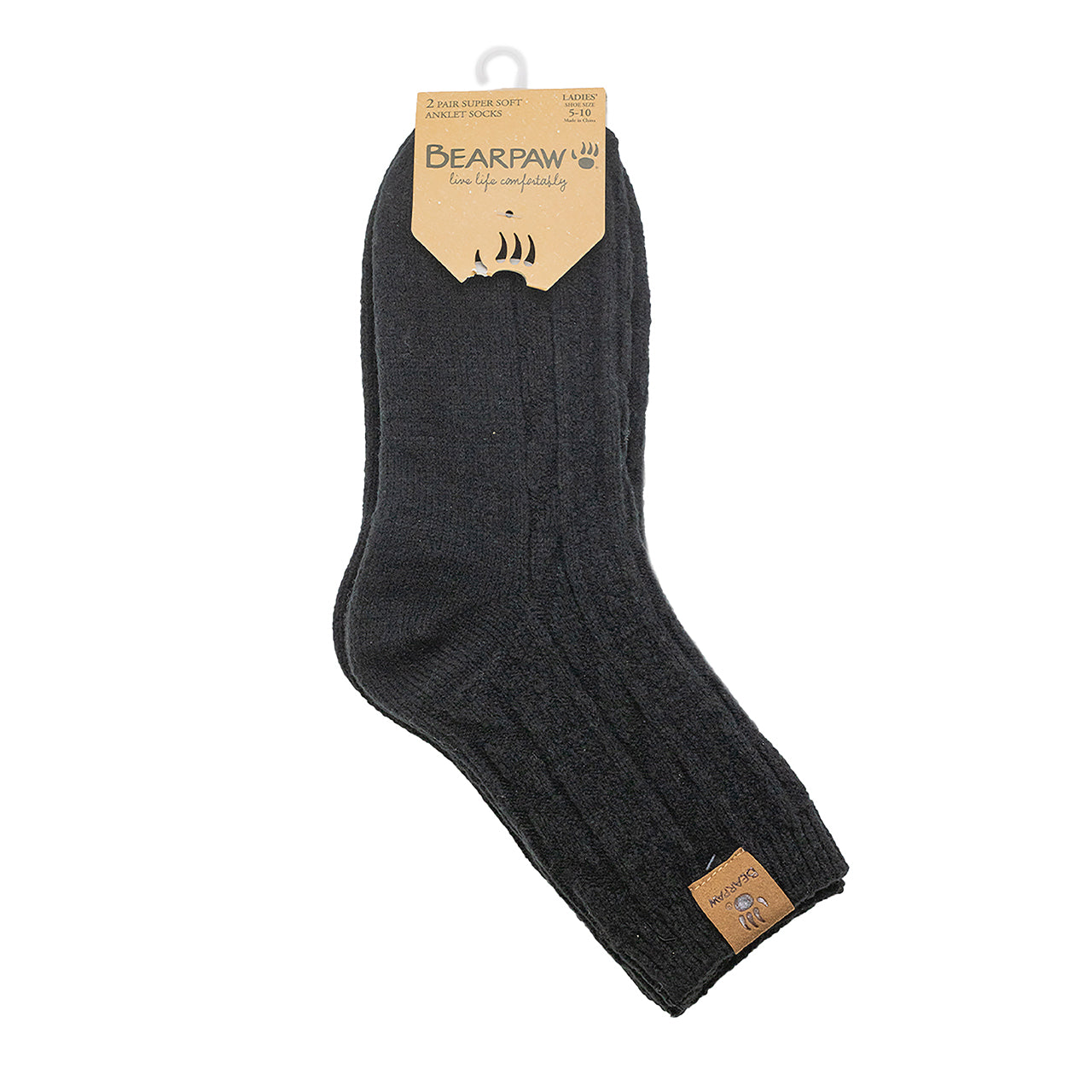 LADIES GEO TEXTURE ANKLET 2PK BLACK