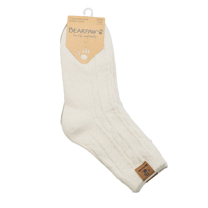 LADIES GEO TEXTURE ANKLET 2PK IVORY