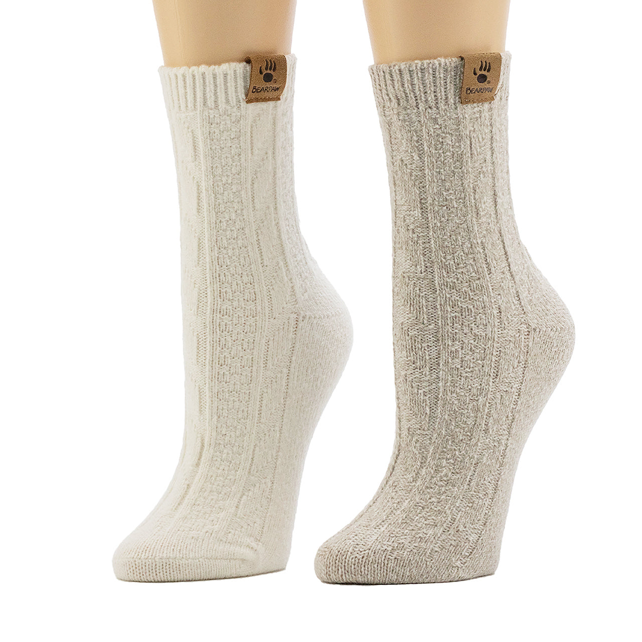 LADIES GEO TEXTURE ANKLET 2PK IVORY