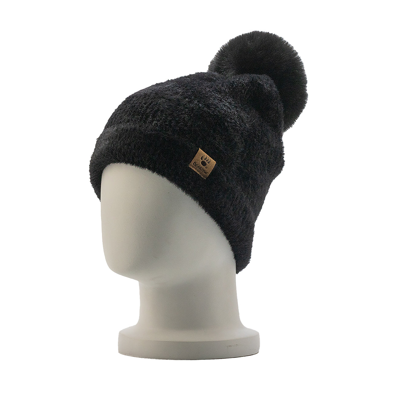 LADIES FURRY CUFF HAT W/POM ANTHRACITE