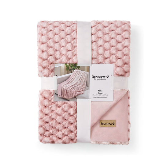 Milie Faux Fur Throw Blanket Tea Rose