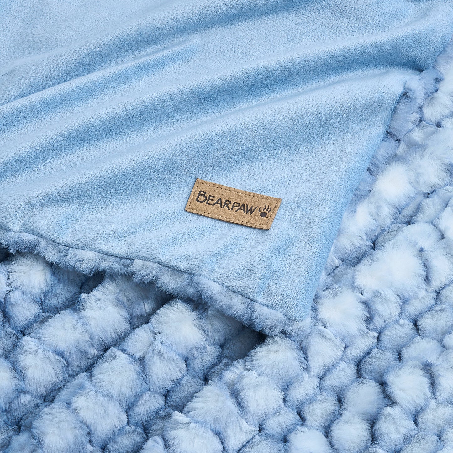 Milie Faux Fur Throw Blanket Blue Fog
