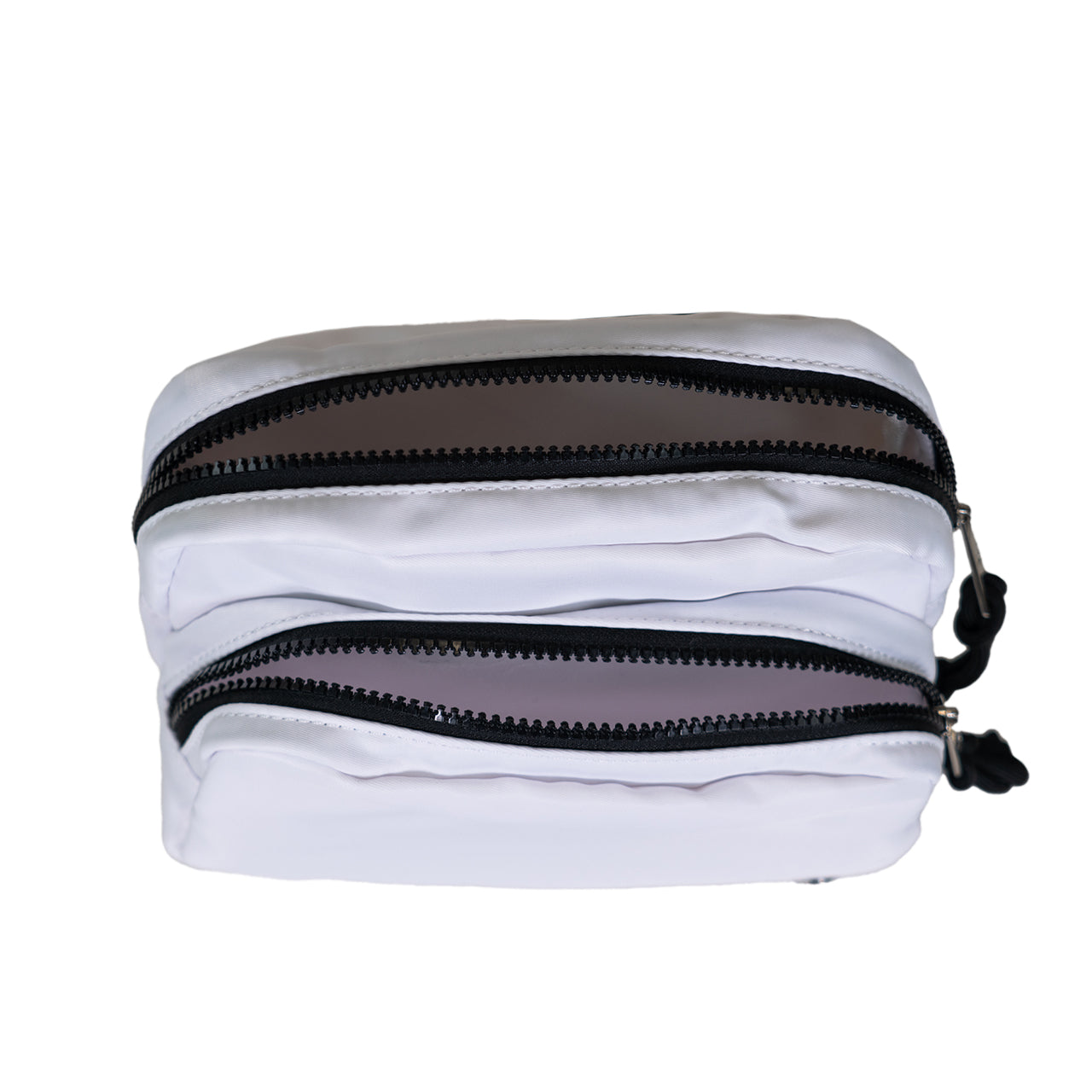 SQUARE DOUBLE ZIP WAIST BAG/SLING WHITE/BLACK
