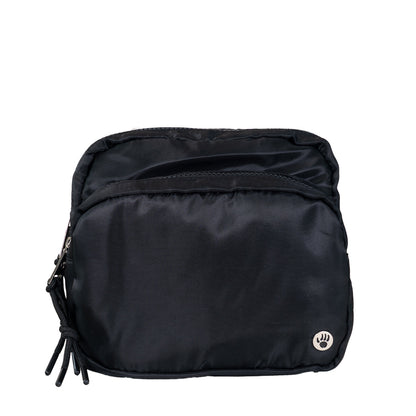SQUARE DOUBLE ZIP WAIST BAG/SLING BLACK