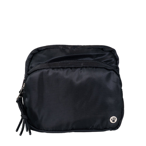 SQUARE DOUBLE ZIP WAIST BAG/SLING BLACK