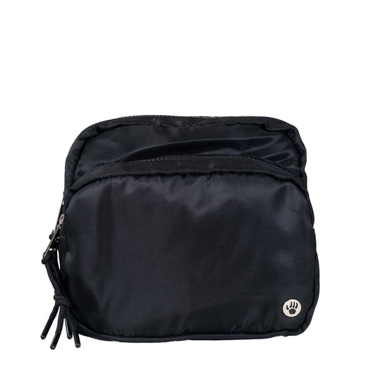 SQUARE DOUBLE ZIP WAIST BAG/SLING BLACK