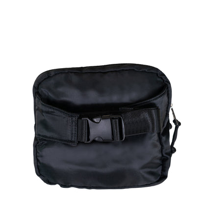SQUARE DOUBLE ZIP WAIST BAG/SLING BLACK