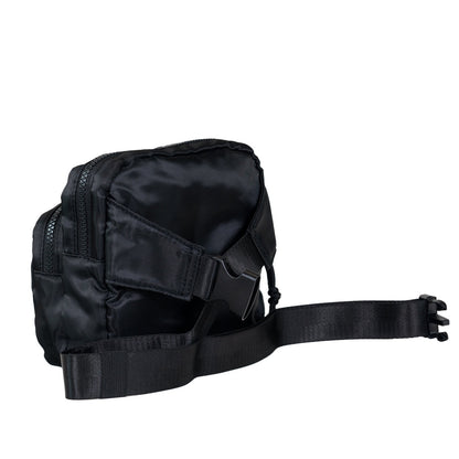 SQUARE DOUBLE ZIP WAIST BAG/SLING BLACK