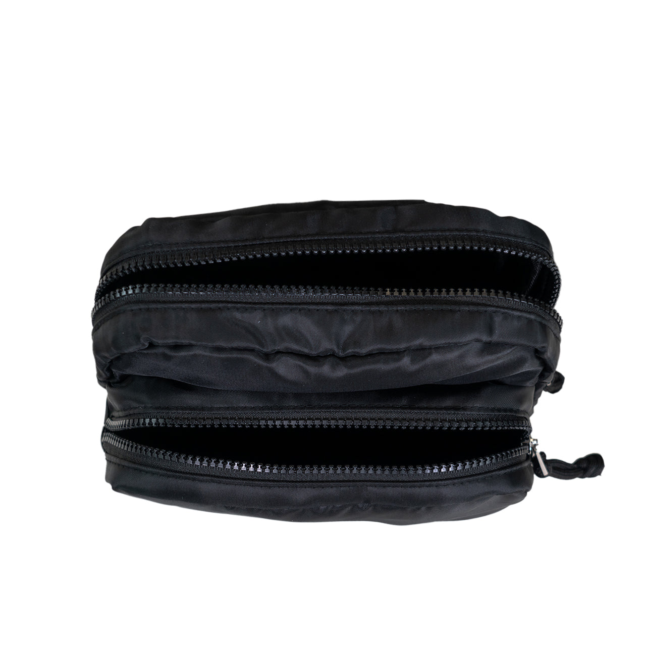 SQUARE DOUBLE ZIP WAIST BAG/SLING BLACK