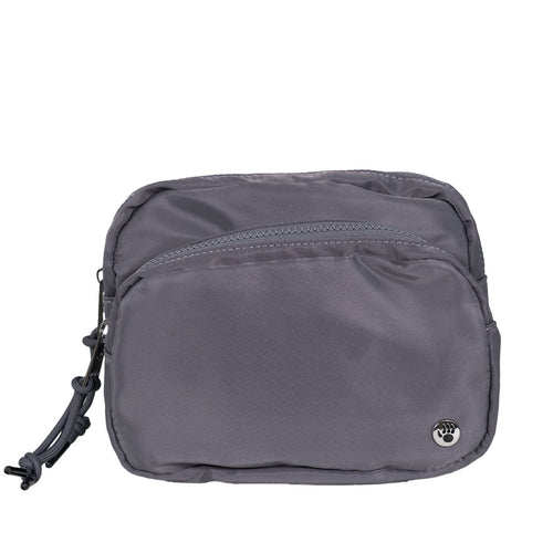SQUARE DOUBLE ZIP WAIST BAG/SLING DARK GRAY