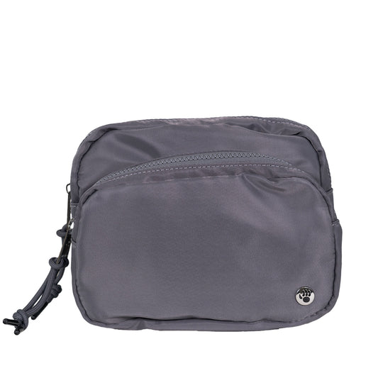 SQUARE DOUBLE ZIP WAIST BAG/SLING DARK GRAY