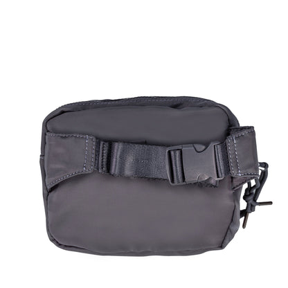 SQUARE DOUBLE ZIP WAIST BAG/SLING DARK GRAY