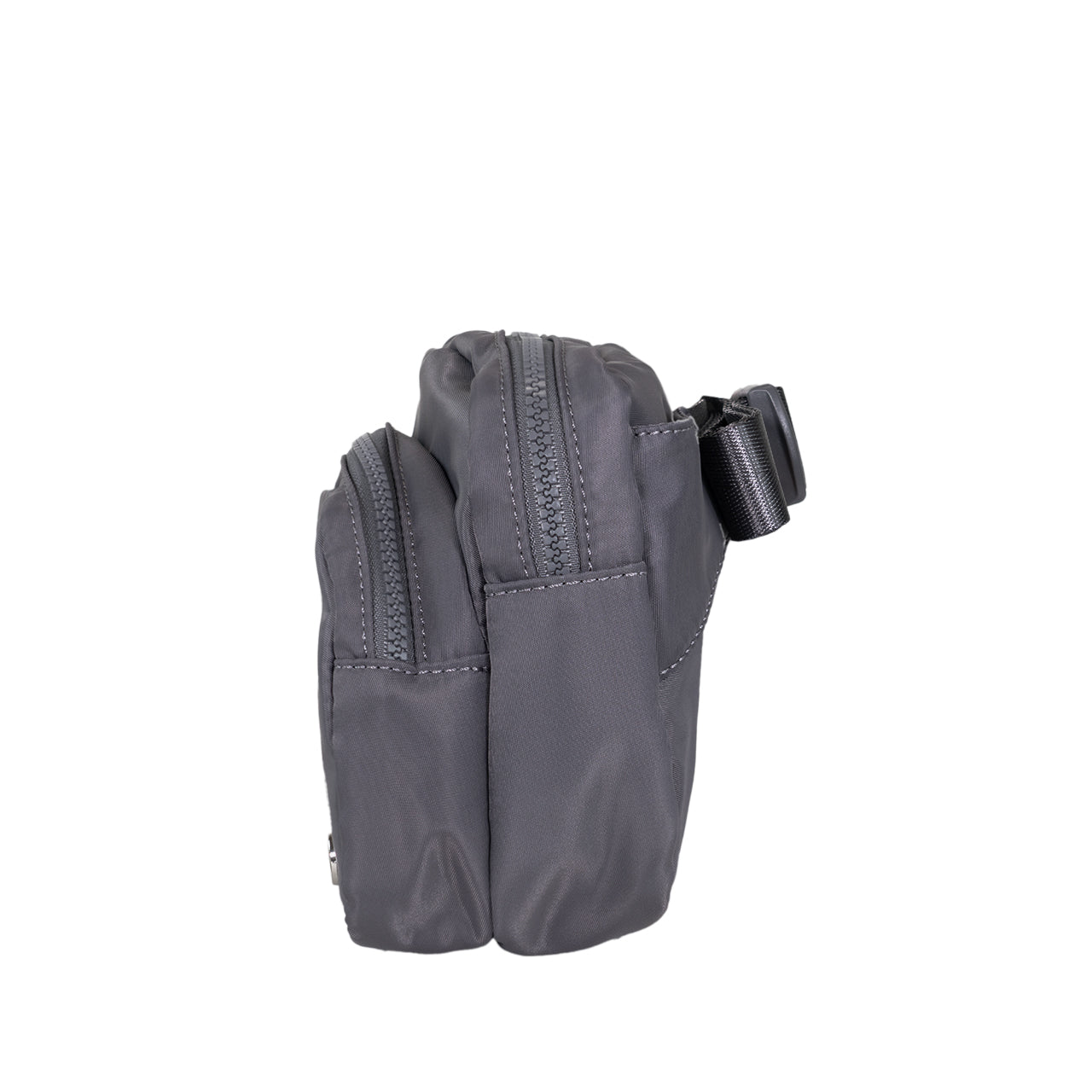 SQUARE DOUBLE ZIP WAIST BAG/SLING DARK GRAY