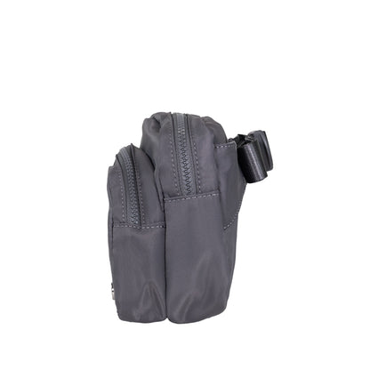 SQUARE DOUBLE ZIP WAIST BAG/SLING DARK GRAY
