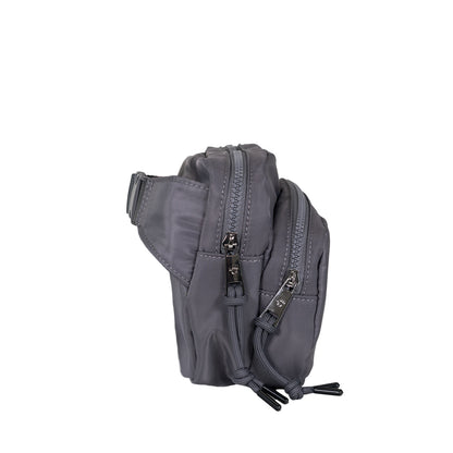 SQUARE DOUBLE ZIP WAIST BAG/SLING DARK GRAY