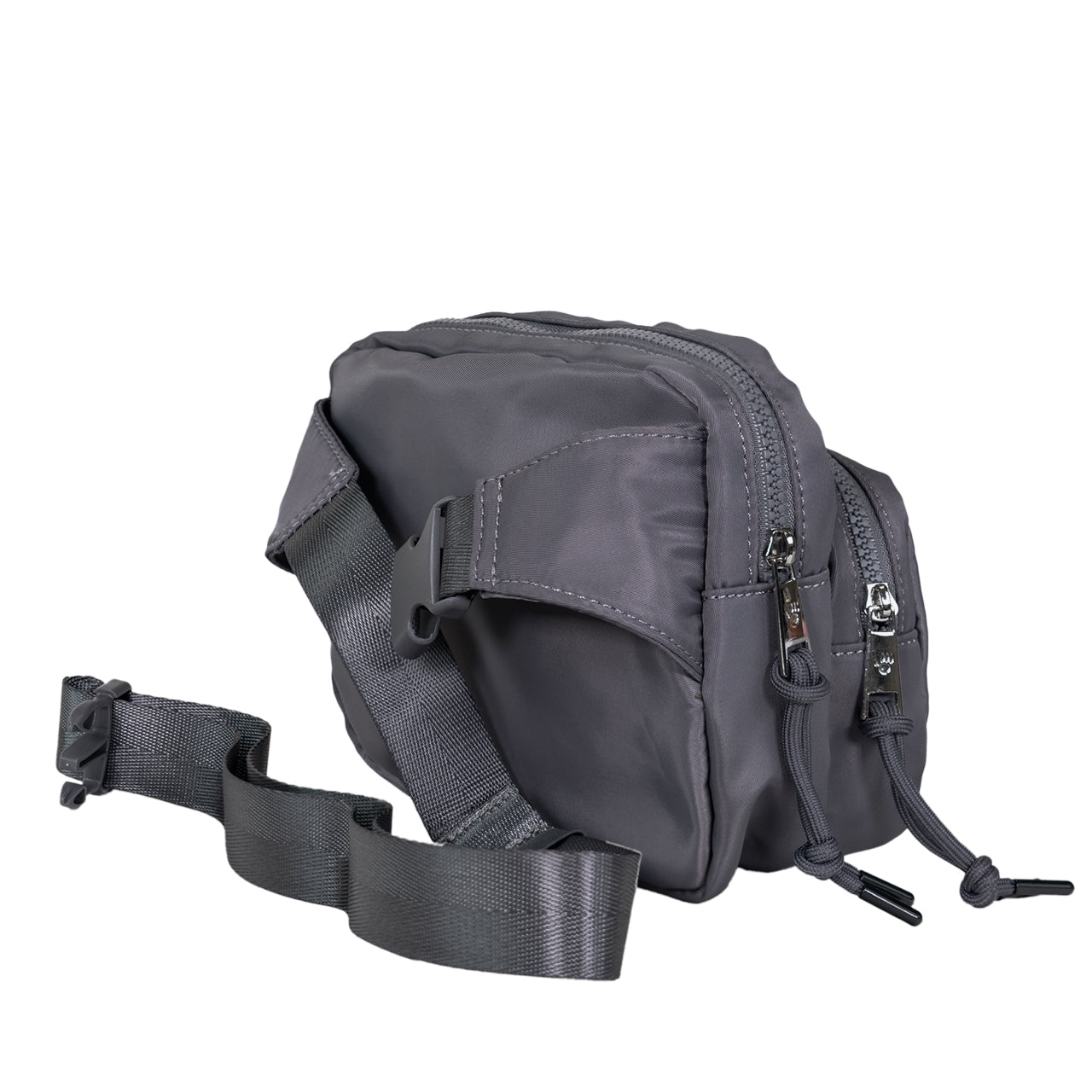 SQUARE DOUBLE ZIP WAIST BAG/SLING DARK GRAY