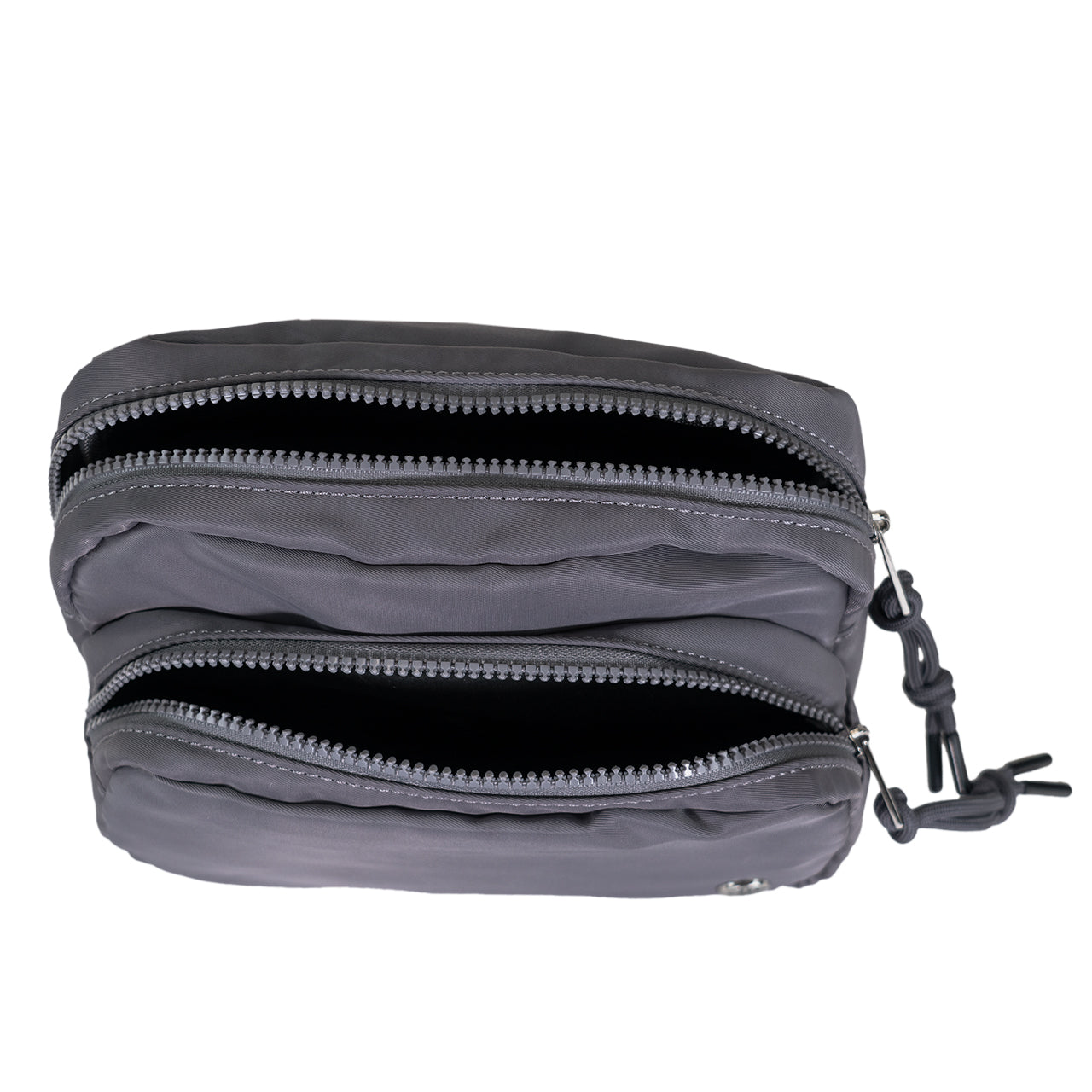 SQUARE DOUBLE ZIP WAIST BAG/SLING DARK GRAY