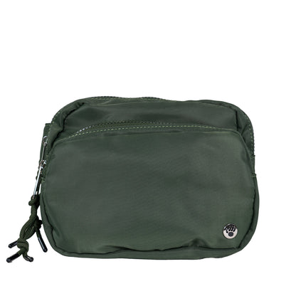 SQUARE DOUBLE ZIP WAIST BAG/SLING OLIVE
